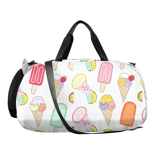 Various Ice-cream Youth Sports Duffel Bag with Ventilated Shoe Compartment|All-Season Lightweight Travel Gym Bag for Girls & Boys|Water-Resistant Gear Bag2