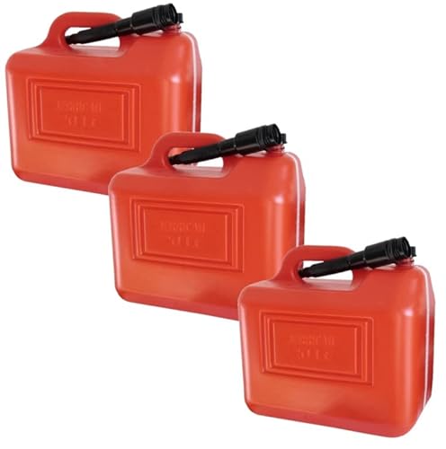 3 x Kanister 20L Kunststoff ROT mit Füllstand Reservekanister -K&B Vertrieb- Benzinkanister Dieselkanister ÖlKanister Kraftstoffkanister inkl. Ausgießrohr UN-Zulassung 1004