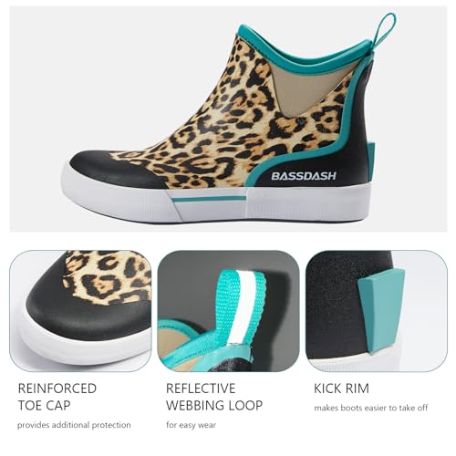 BASSDASH Womens 4.5” Waterproof Deck Ankle Rain Boots Anti-Slip Neoprene Rubber Garden Fishing Boots4