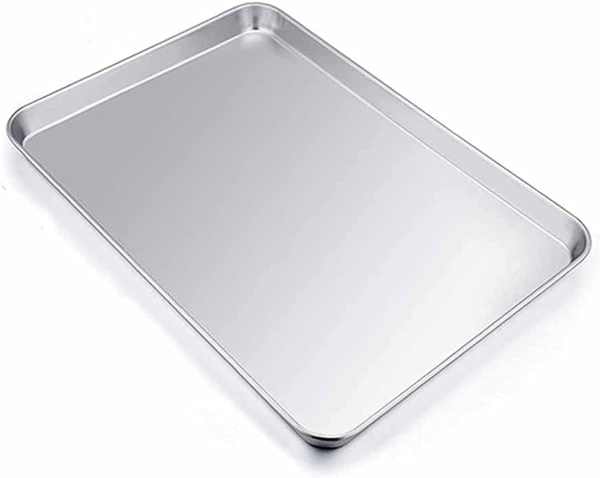 Stainless Steel Baking Tray Steamed Sausage Dish Rectangle Fruit Plate Pizza Bread Pastry Storage Tray Bakeware Tool (Size : Small) (Medium)