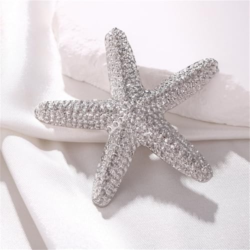 Image of Charm Starfish Brooch Pin for Women Fashion Chunky Plated Gold Sea Star Lapel Pin Summer Ocean Beach Jewelry Gifts