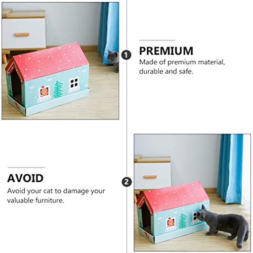 TEHAUX Casa-Casa Do Gato Scratcher Gato Garra Tipo Moedor Casa Cama de Gato Ondulado Papel Gato Gati