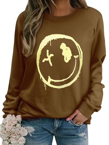 Rentier Pulli Damen 19 WIEIYM Damen Sweatshirt Langarmshirt Drucken Rundhals Pullover Herbst...