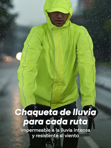 Prowiste Chaqueta Ciclismo Hombre & Mujer M - Impermeable y Transpirable - Chaqueta de Lluvia Reflectante con Capucha & Bolsillo Trasero – Compacta con Bolsa de Almacenamiento. - imagen 2
