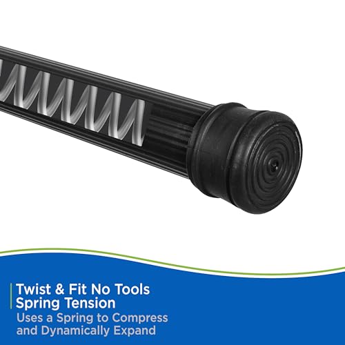 Kenney KN609L/5 Twist & Fit No Tools Spring Tension Standard Shower Curtain Rod with Non-Slip, Non-Scratch Ends, 42-72\" Adjustable Length, Easy Install, Black, 1\" Diameter Rust Resistant Steel Tube