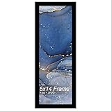 Fxojyvo 5x14 Picture Frame, Black Frame for 5 x 14 Inch Picture Poster Photo, Light Weight and High Transparent 5 by 14 Frame for Wall - 1 Pack/Black/5'x14'