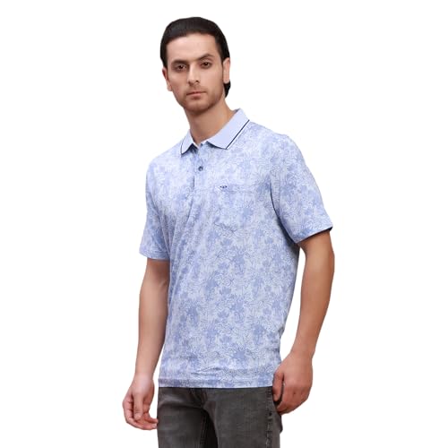 Image of Colorplus Men's Pure Cotton Print Pattern Classic Fit Polo Neck Half Sleeve Casual T-Shirt
