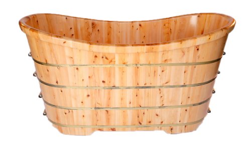 ALFI brand AB1105 63-Inch Free Standing Cedar Wood Bath Tub