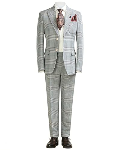 Costume homme carreaux veste deux boutons ensemble pantalon chic habillé coupe moderne