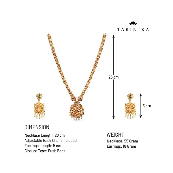 Tarinika Antique Gold Plated Ishani Long Necklace Set with Lakshmi Idol Design - Jewelry Set for Women Perfect for Ethnic occasion | Traditional Jewellery For Women - Image 8