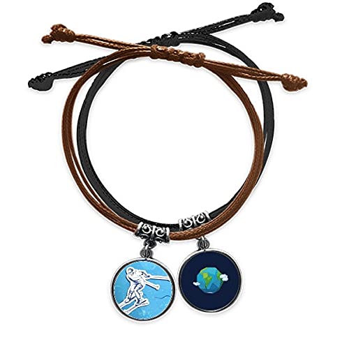 Pulsera de esquí estilo cuerda mano cadena cuero tierra accesorio deportivo unisex