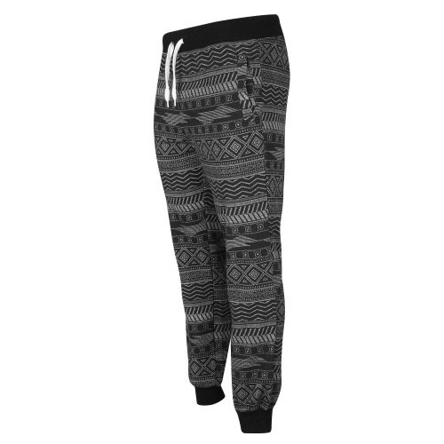 Southpole Men's Jogger Pants with All Over Aztec Patterns and Drop Crotch