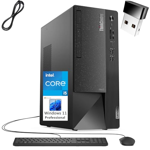 Lenovo ThinkCentre 50T Tower Desktop Computer, 12th Gen Intel i5-12400 (Beat i7-11700), 16GB DDR4 RAM, 1TB PCIe SSD, DVDRW, WiFi Adapter, Ethernet, 8X USB, DisplayPort, Windows 11 Pro