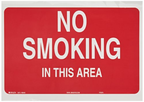 Panneau Interdiction de fumer autocollant Brady 25,4x35,6 cm No Smoking In This Area polyester