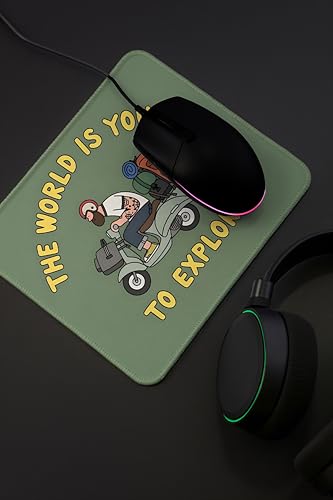 Image of Mouse Pad for Laptop & Desktop | 9x7 Inch Anti-Fray Stitched Edges | Non-Slip Rubber Base | Desk Setup Accessory for Students, Gamers & Professionals (Explore)