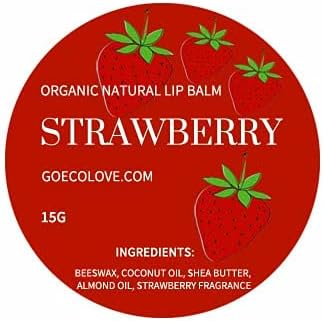 Go Eco Love Handmade Lip balm, Strawberry, Organic, Natural, Cruelty-Free, for all skin types 15g