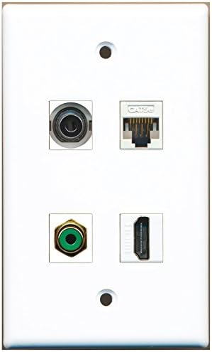 RiteAV - 1ポート HDMI 1ポート RCA グリーン 1ポート 3.5mm 1ポート Cat5e イーサネット ホワイト