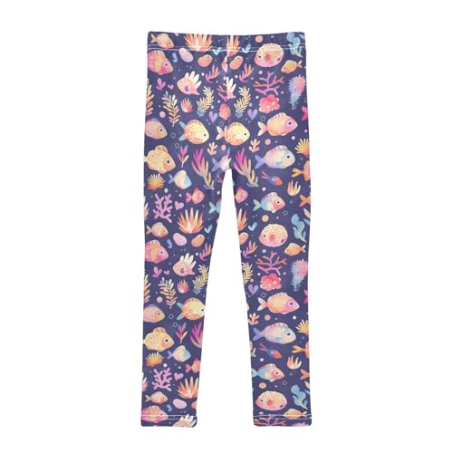KLL Puffer Hawaiian Fish and Seaweed Toddler Baby Girl Active Leggings Casual High Waisted Dance Pants Running2