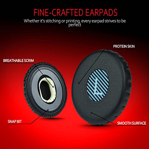 Image of Krone Kalpasmos Bose on Ear Replacement Pads for OE2 /OE2i, Soft Leather & Memory Foam Cushions for Daily Listening, Work & Travel, Blue Scrim, Black