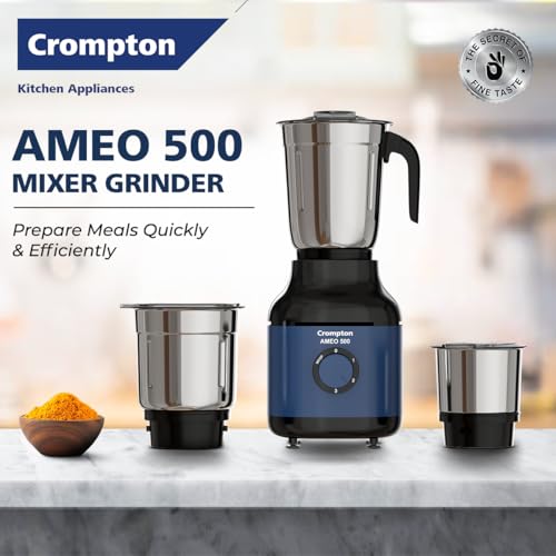 Crompton Store Crompton Ameo 500W Mixer Grinder, Blue - Image 3