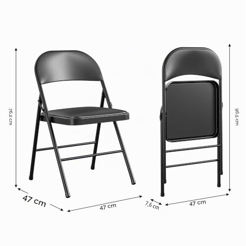 Cosco Premium Vinyl Gepolsterter Metall Klappstuhl 4er-Pack Schwarz – Ansicht 3