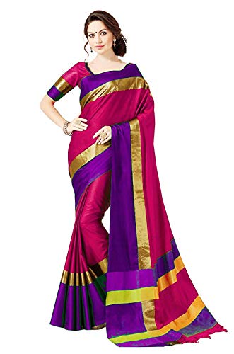 Image of PerfectBlue Women's with Blouse Piece Saree (VisvaVariation Lightgreenbrown Free Size)