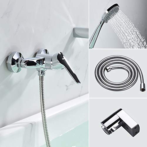 Ibergrif-Roma-Grifo-de-Ducha-Mezclador-de-Duchas-Monomando-para-Instalacion-en-Pared-Cromo