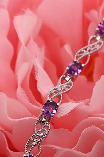 Dazzlingrock Collection Real Oval Cut Amethyst & Round Cut White Diamond Ladies Infinity Link Tennis Bracelet, Sterling Silver2