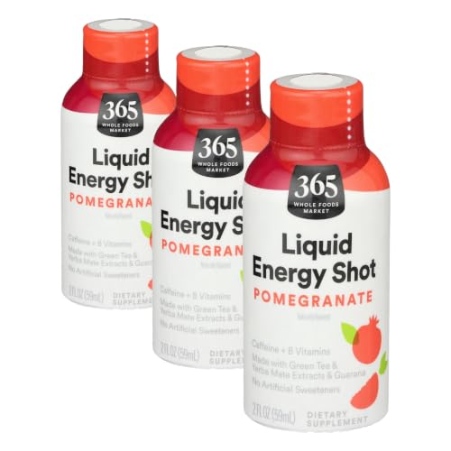 Image of 365 by Whole Foods Market, Liquid Energy Shot, Pomegranate, 2 fl oz (Pack of 3)