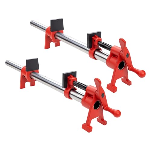 DEEFIINE 3/4 Inch Wood Gluing Pipe Clamp Set with 30' Metal Pipe, 2-Pack Professional H-Style Heavy Duty Bar Clamps for Woodworking(2)