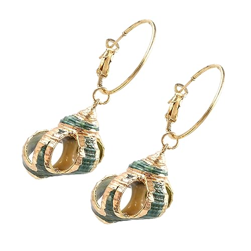 Ipetboom 1 Par pendientes de caracola pequeño costero pendientes de conchas marinas colgantes oro agujero pendientes fiesta gotas para los oídos de las mujeres Pendientes de moda aleación