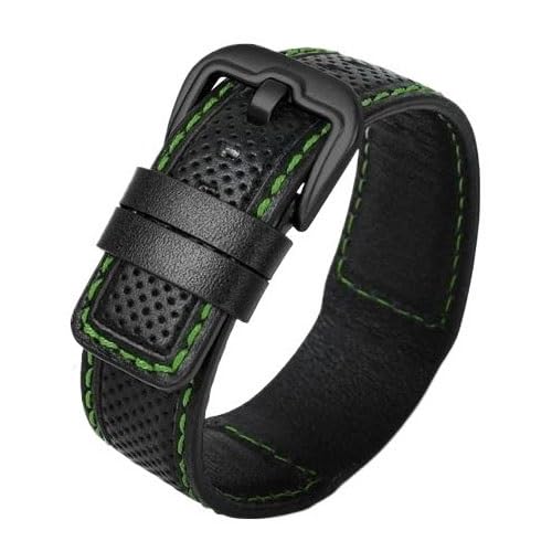 Bracelet montre Dietrich 24 mm en cuir de vachette noir avec boucle ardillon