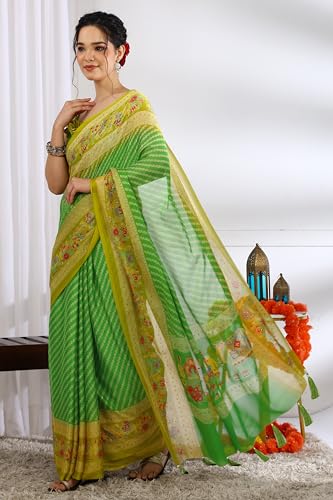 Image of MIRCHI FASHION Saree for Woman | Chiffon Floral Printed Breathable Occasional Sari with Blouse