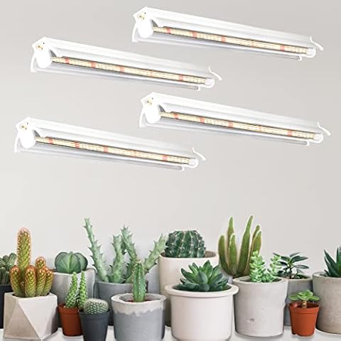 T5 LED Grow Lights, 204pcs Bulb 5000K White Full Spectrum Plant Light Strips for Indoor Plants, Shelves Greenhouse Seedling, End-to-End Connectable with V-Shaped Reflector Cover
