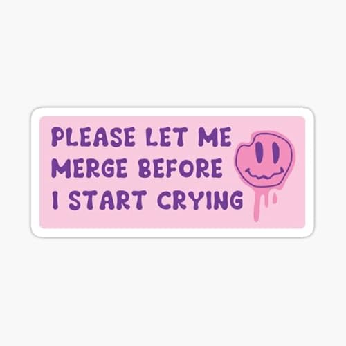 Please Let me Merge Before I Start Crying Decal Waterproof Vinyl for Windows Cars laptops Bumper Stickers 6 inches