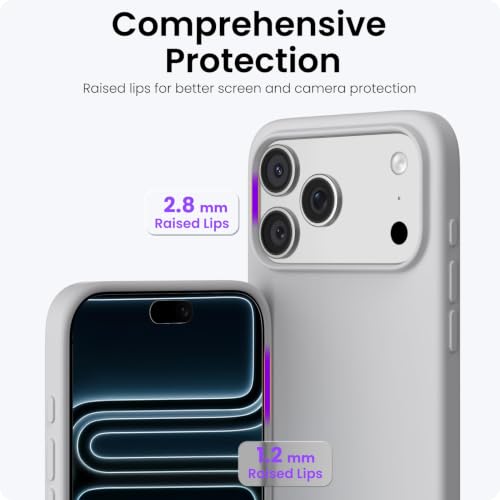 Image of ORNARTO Compatible with iPhone 17 Pro Max Case 6.9 inch, Slim Liquid Silicone 3 Layers Soft Gel Rubber Shockproof Protective Cover with Anti-Scratch Microfiber Lining-Light Gray