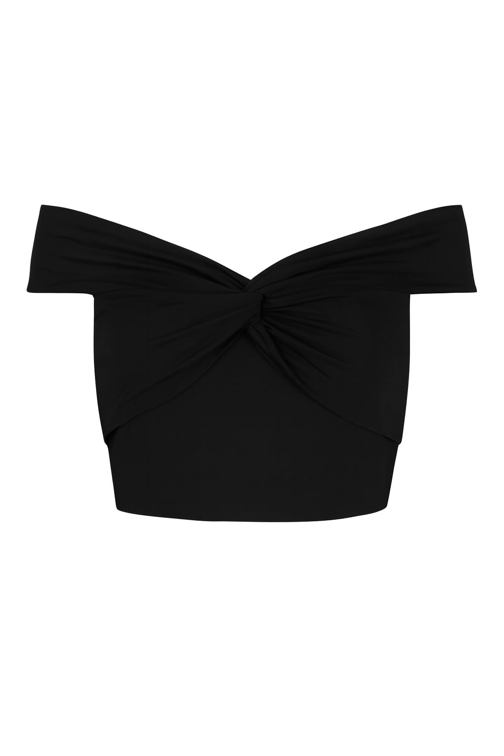 Yumi Women's Black Jersey Cotton Bardot Top With Knot Detail (Uk, Numeric, 8, Regular, Regular, )