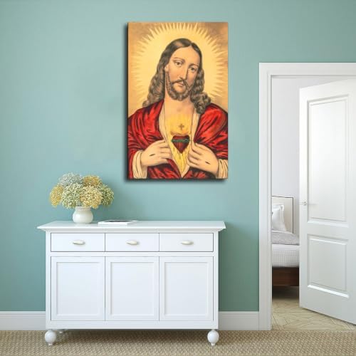 Sacré-Cœur de Jésus impression sur toile 50x75 cm décoration murale chrétienne