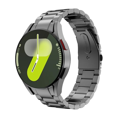 MoKo Correa de Metal Compatible con Samsung Galaxy Watch 7 FE 6 5 4 40mm 44mm/Watch 6 Classic 43mm 47mm/5 Pro 45mm/4 Classic 42mm 46mm, Pulsera de Repuesto de Acero Inoxidable para Hombre, Gris