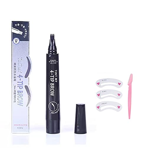 Microblading Eyebrow Tattoo Pen, Waterproof Eyebrow Tattoo 4 Fork Tip Eyebrow, Make-Up Natural Professional Long Lasting Fine Sketch Liquid Eye Brow Pencil