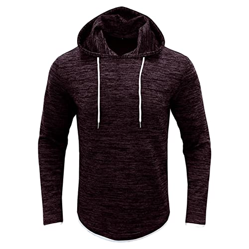 Mens Fashion Athletic Hoodies Shirt Casual Long Sleeve Workout Shirts Sport Sweatshirt Solid Color Pullover Top (XX-Large,Purple)