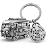 LANOLU Schlüsselanhänger Feuerwehrmann, Feuerwehr Geschenke für Männer, Glücksbringer Geschenke für Feuerwehrmänner aus Metall