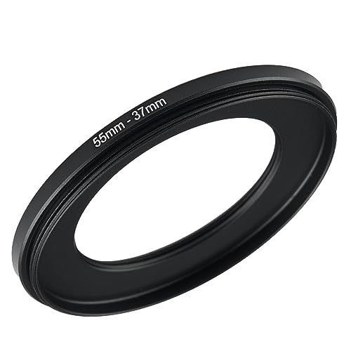 Image of 55mm to 37mm Step Up Ring Filter Adapter Black Metal Step up Adapter Rings Compatible with All Brand UV CPL ND Camera Lens Filter Step Down Ring (55mm-37mm)