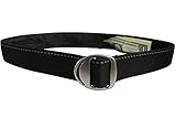 Bison Designs Crescent Money 38mm USA Made Top Stitch Design Gunmetal Buckle Travel Belt, Black, Medium/38-Inch