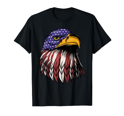 Maglietta Patriotic Eagle 4th of July Tshirt USA Bandiera Americana Maglietta