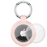 対応アップル エアタグ ケース 防水 Airtag キーホルダー ソフトシリコン軽量、傷や衝撃に強いエアタグ GPS トラッカー ケース荷物 鍵 犬の首輪用 (ピンク)