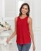 Smile Fish Women Crewneck Flowy Loose Fit Tank Top Sleeveless Summer Tops Shirts Cotton Red,L