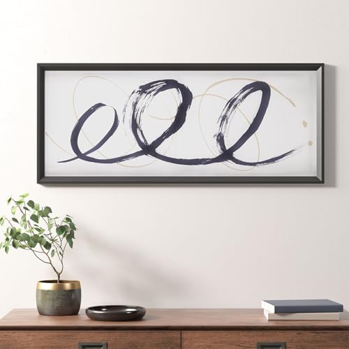 Modern Black Brushed Glass Wall Art - 41" x 17"