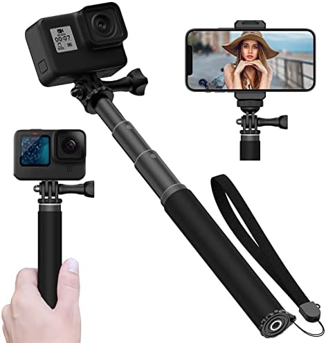 UNIXYZ Mini Pocket Selfie Stick Waterproof with Phone Clip for GoPro, Extendable 6.5" to 18.5" Underwater Monopod Vlogging Handler Hand Grip for Go Pro Max Mini Hero Insta360 DJI Action Accessories