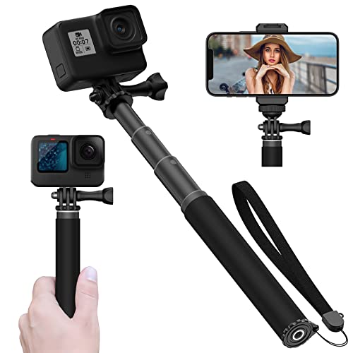 Unixyz Mini Pocket Selfie Stick Waterproof With Phone Clip For Gopro, Extendable 6.5" To 18.5" Underwater Monopod Vlogging Handler Hand Grip For Go Pro Max Mini Hero Insta360 Dji Action Accessories #TOP27